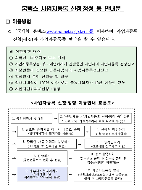 홈택스 사업자등록 신청 절차 안내 이미지 2